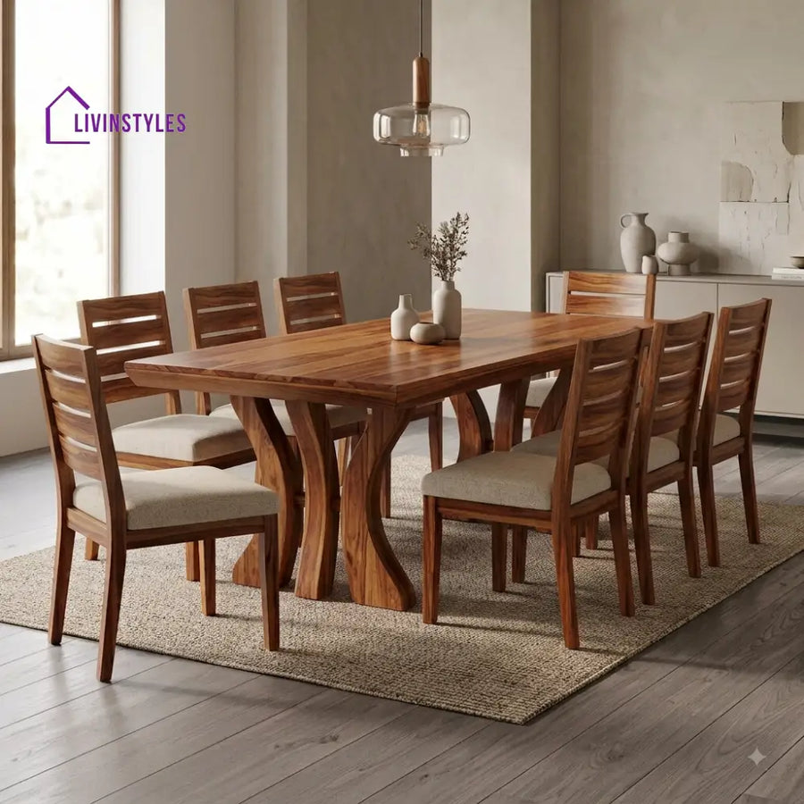 Amrit Premium Solid Wood 8 Seater Dining Table Set