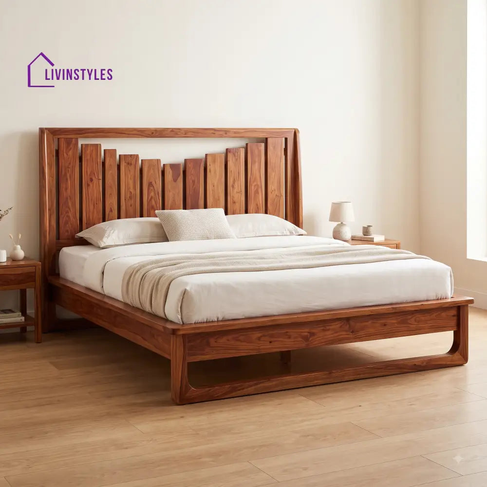 Amritha Sheesham Wood King Size Bed | Wooden Bed without Storage