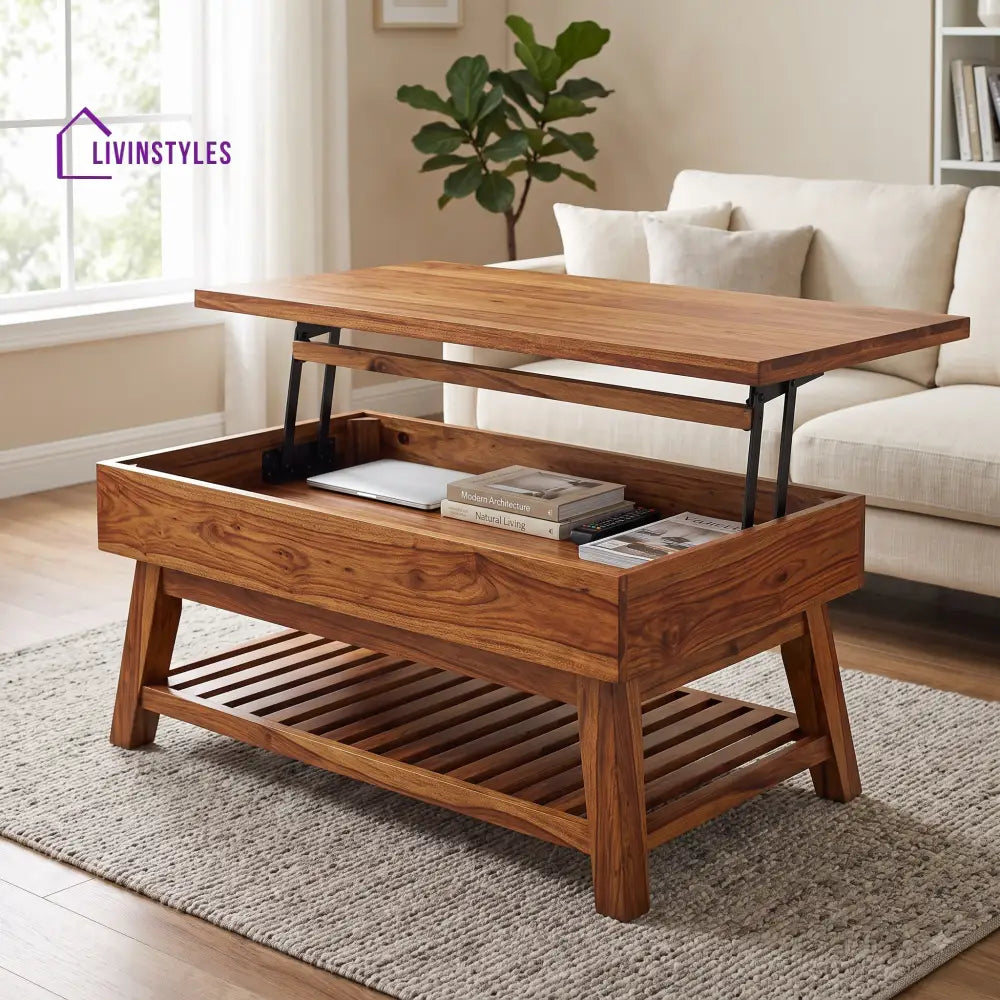 Amritha Sheesham Wood Lift Top Coffee Table for Living Room