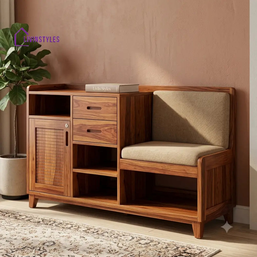 Amritha Sheesham Wood Shoe Rack | Wooden Shoe Cabinet