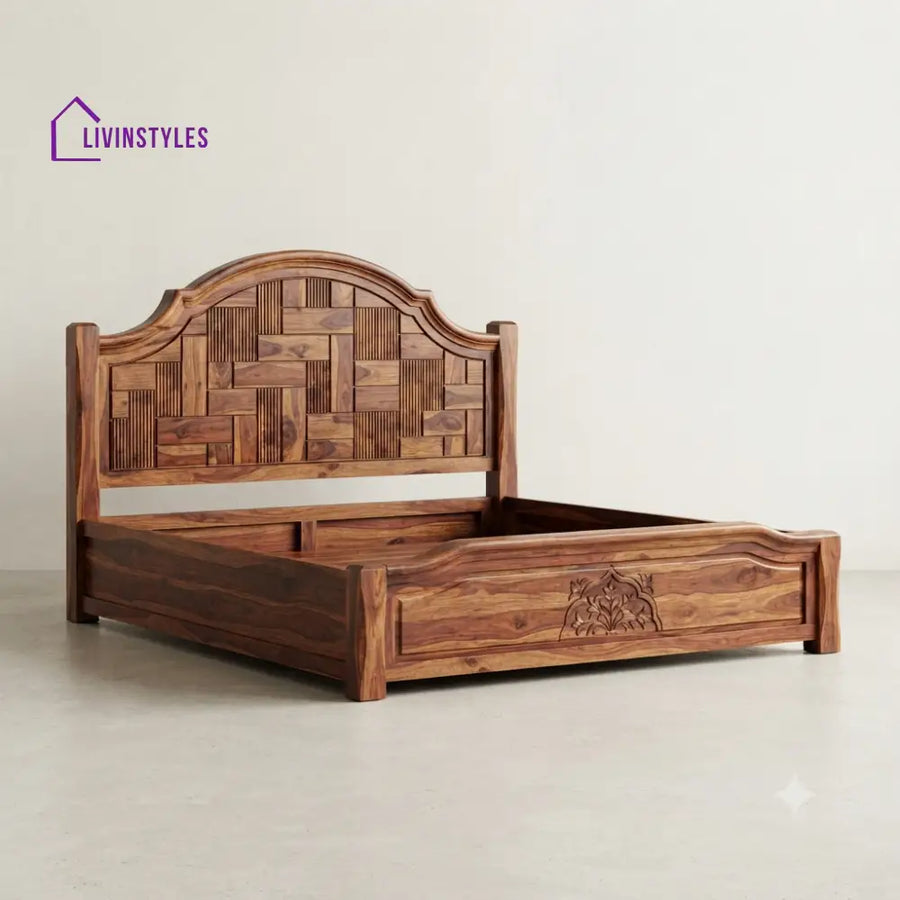 Amudha Sheesham Wood Bed With Box Storage | Wooden Bed