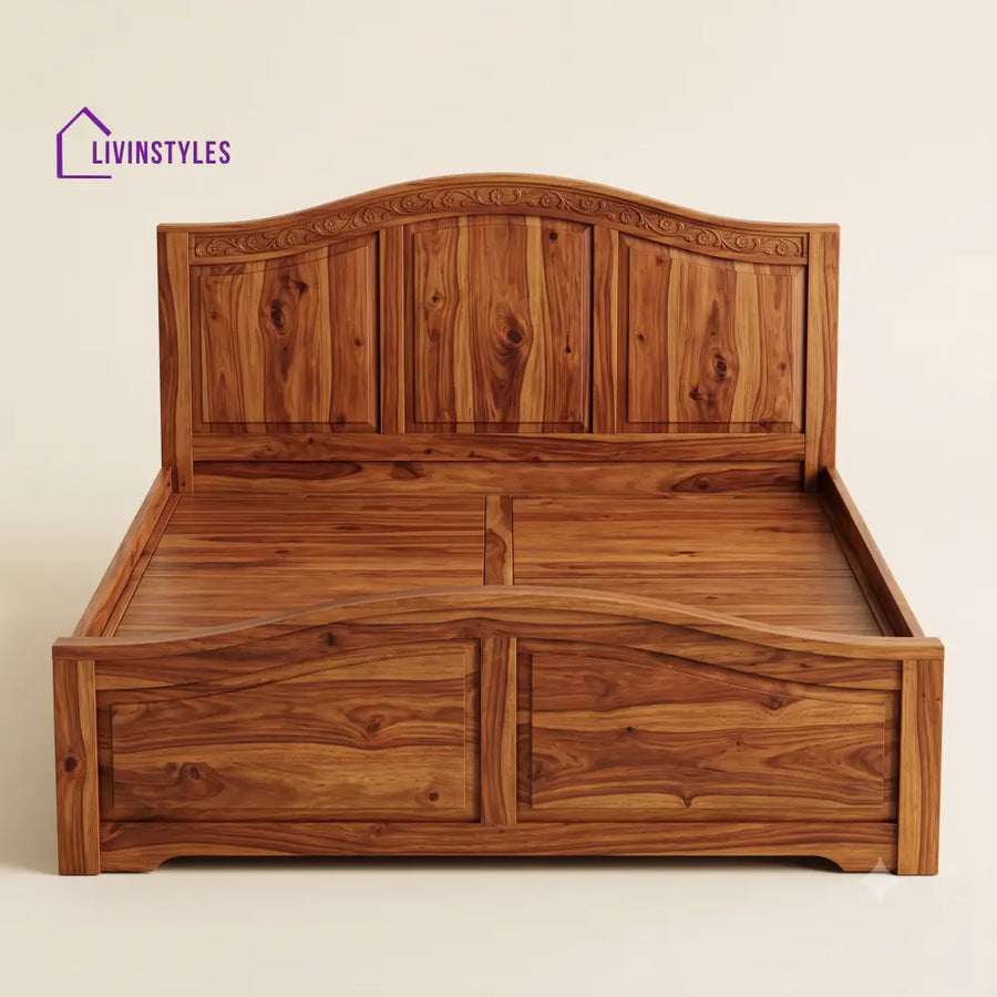 Amulya Sheesham Wood Bed With Box Storage | Wooden Bed