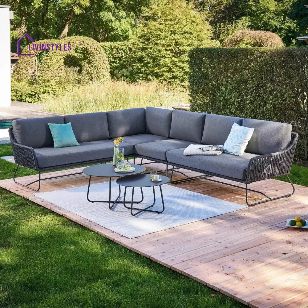 An Donatella 6-Seater L-Shape Outdoor Rope Sofa Set - Sofa Set