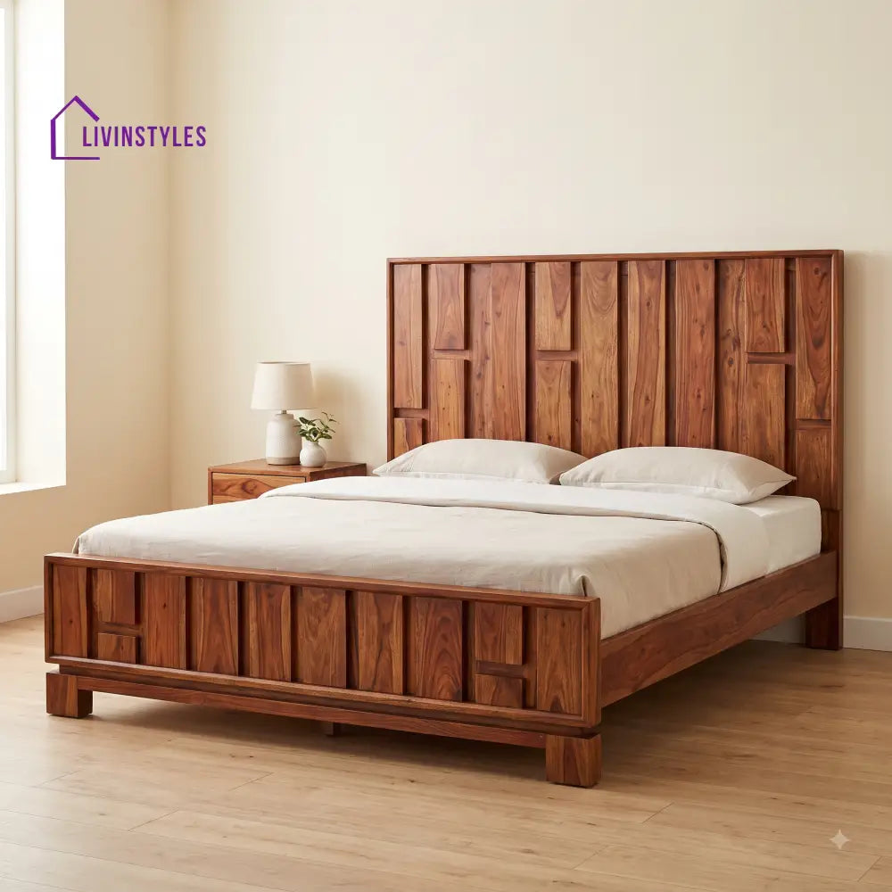 Anagha Sheesham Wood King Size Bed | Wooden Bed without Storage