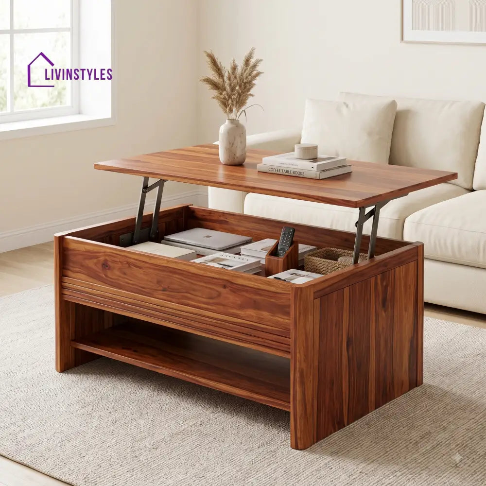 Anagha Sheesham Wood Lift Top Coffee Table for Living Room