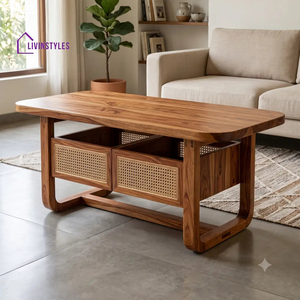 Anaïs Wooden Coffee Table for Living Room | Tea Table | Teapoy | Center table