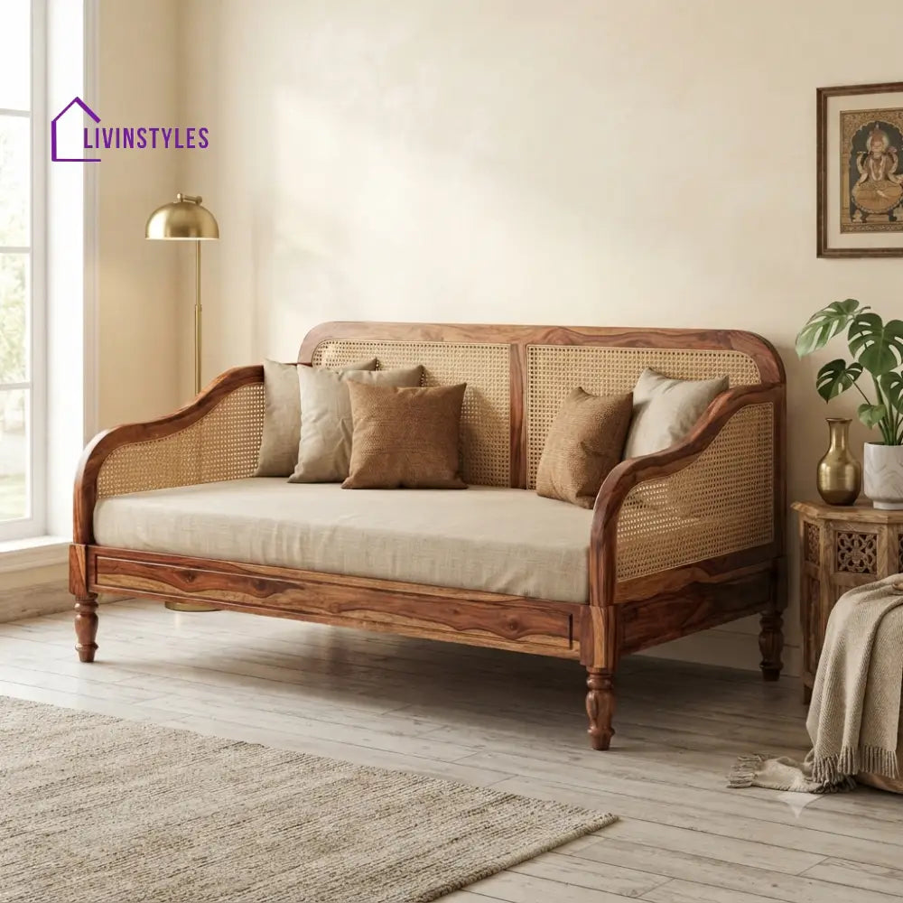 Anaïs Wooden Divan Bed for Living Room | Solid Sheesham Wood