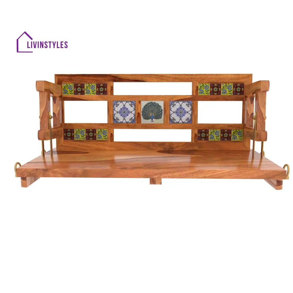 Anaisha Heritage Tiles Fitted Large Handmade Wooden Swing for Home Swing