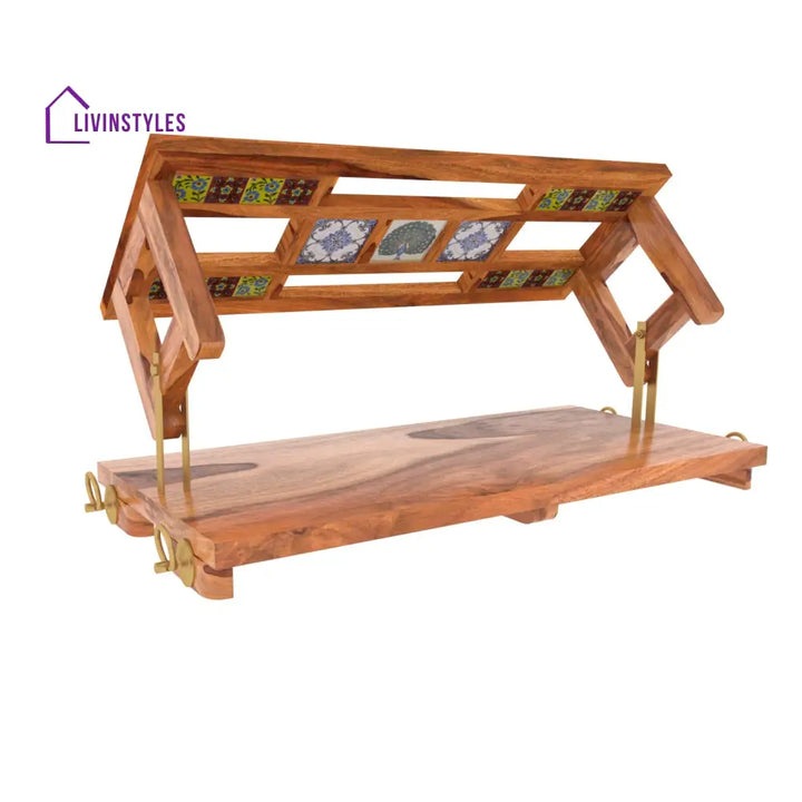 Anaisha Heritage Tiles Fitted Large Handmade Wooden Swing for Home Swing