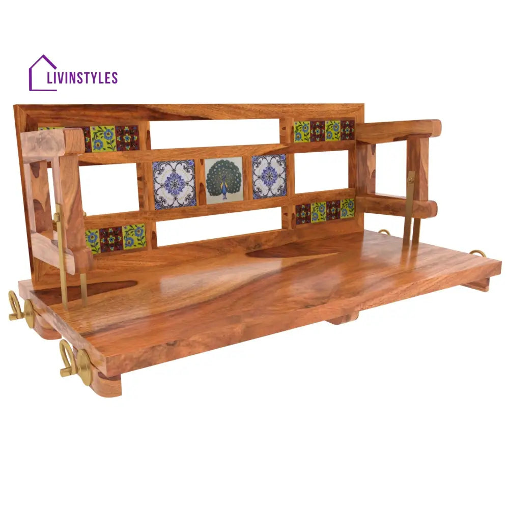 Anaisha Heritage Tiles Fitted Large Handmade Wooden Swing for Home Swing