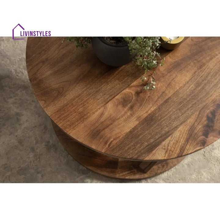 Anand Solid Wood Coffee Table For Living Room | Honey Finish