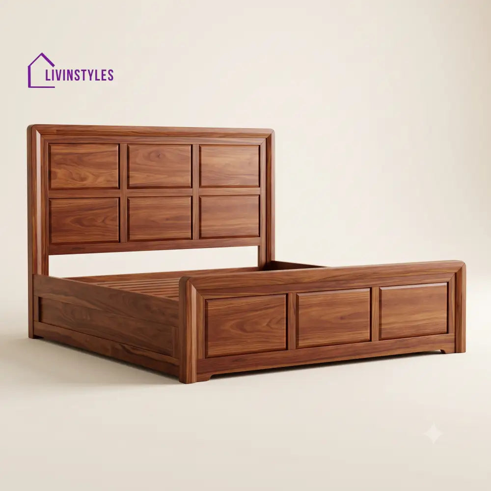 Anandhi Sheesham Wood Bed With Box Storage | Wooden Bed