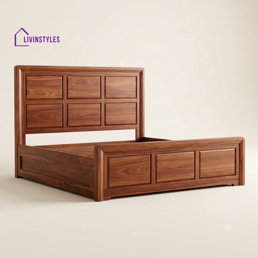 Anandhi Sheesham Wood Bed With Box Storage | Wooden Bed