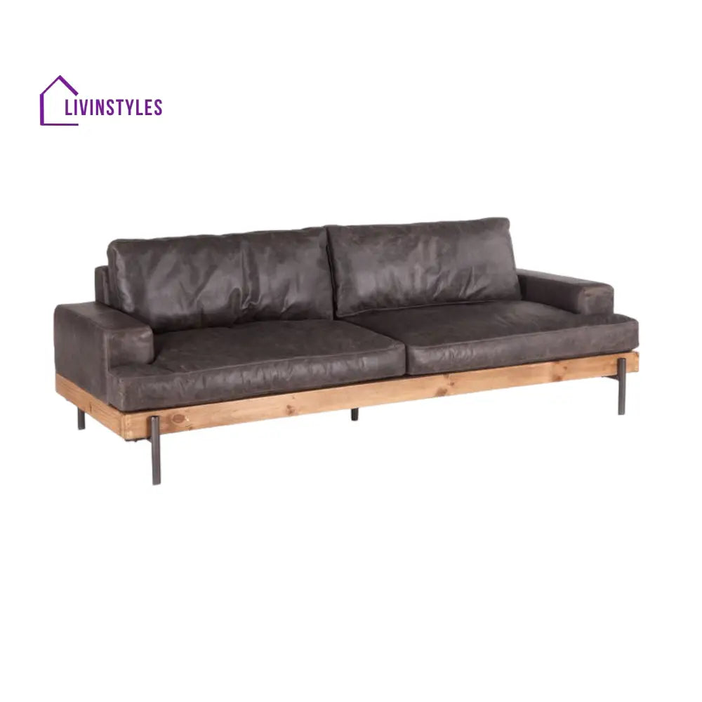 Aelle 2 Seater Leather Sofa Black