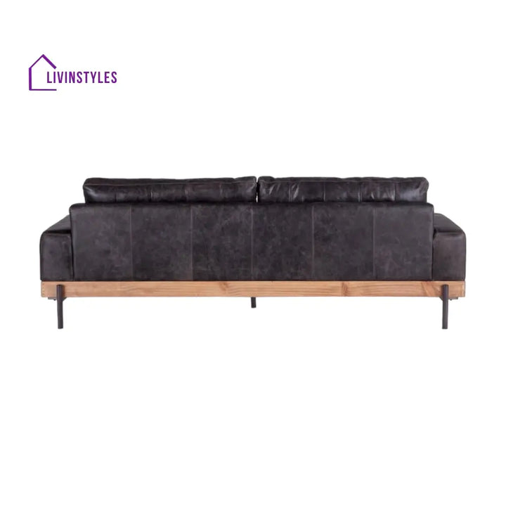 Aelle 2 Seater Leather Sofa Black