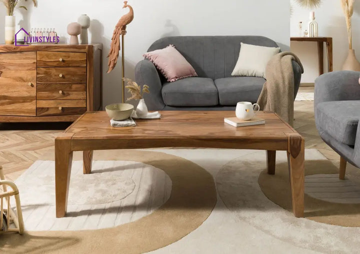 Ananya Sheesham Wood Coffee Table Square Shape Color Brown Coffee Table Coffee Table for Living Room (Sheesham Wood
