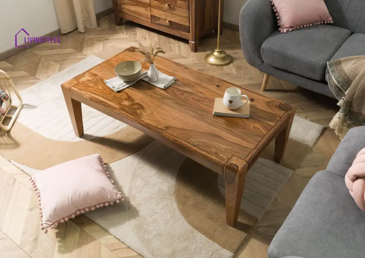Ananya Sheesham Wood Coffee Table Square Shape Color Brown Coffee Table Coffee Table for Living Room (Sheesham Wood