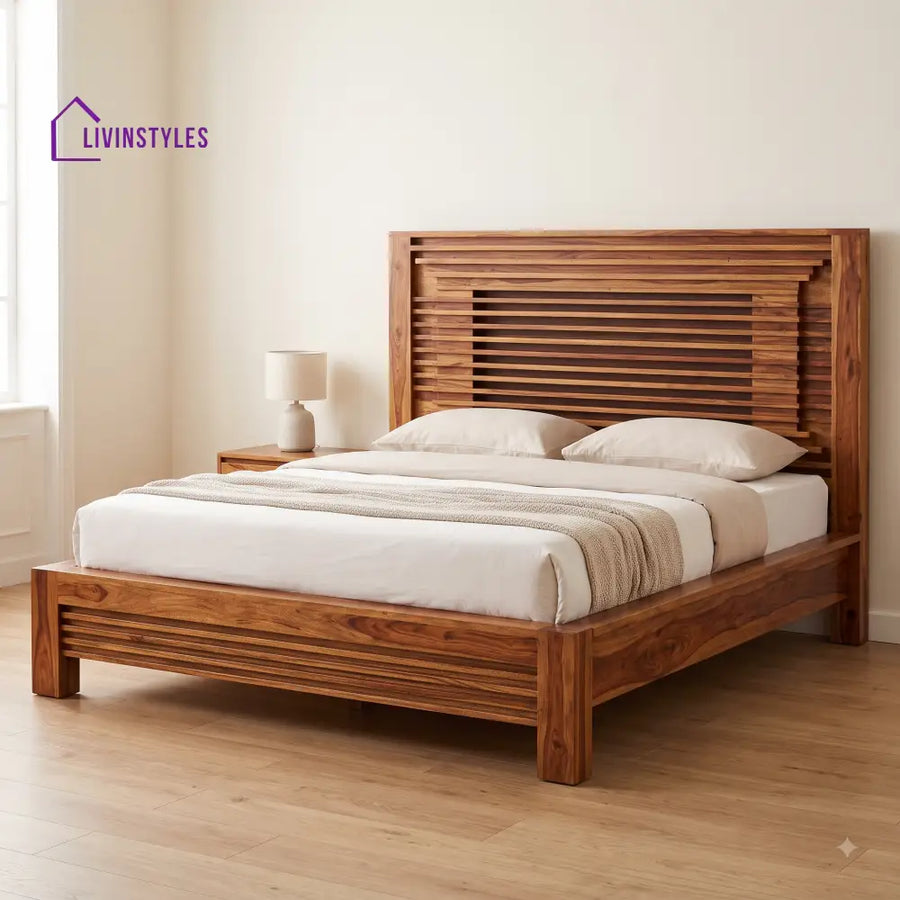 Ananya Sheesham Wood King Size Bed | Wooden Bed without Storage