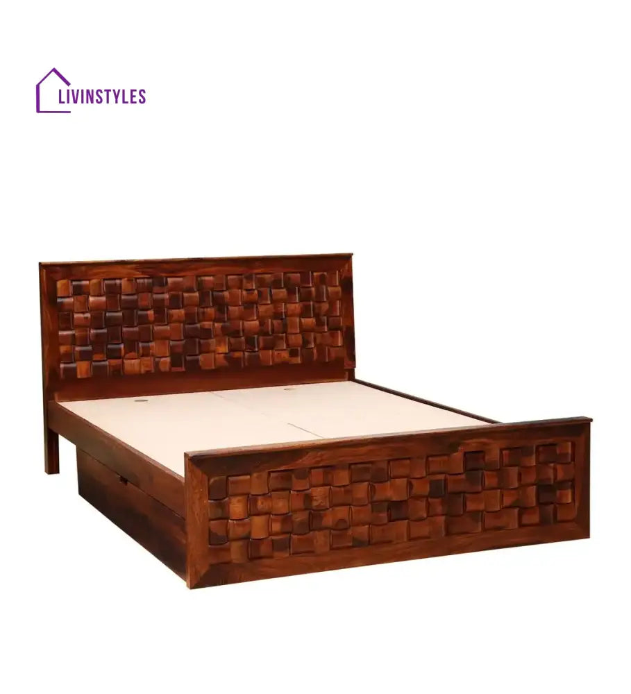 Niware Solid Sheesham Wood Drawer Storage Beds Bedroom Furniture Sets
