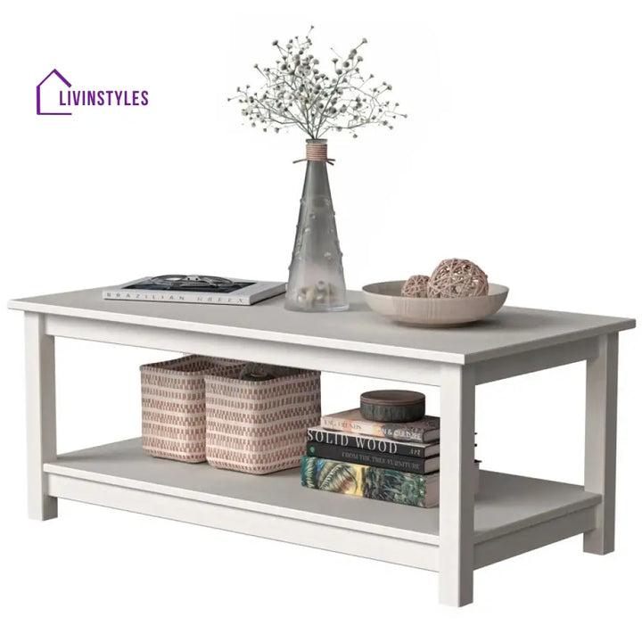 Ananya Solid Wood Coffee Table in White Finish
