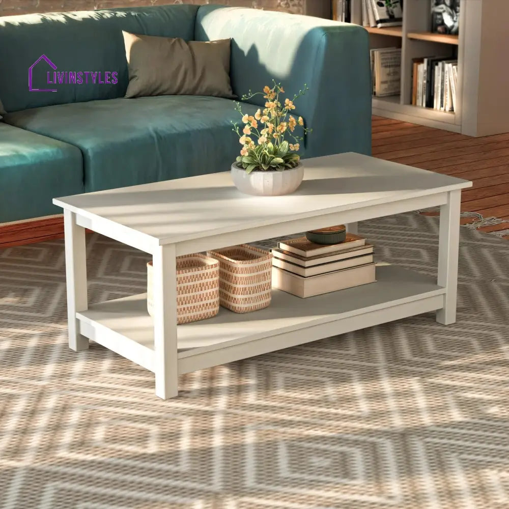 Ananya Solid Wood Coffee Table in White Finish