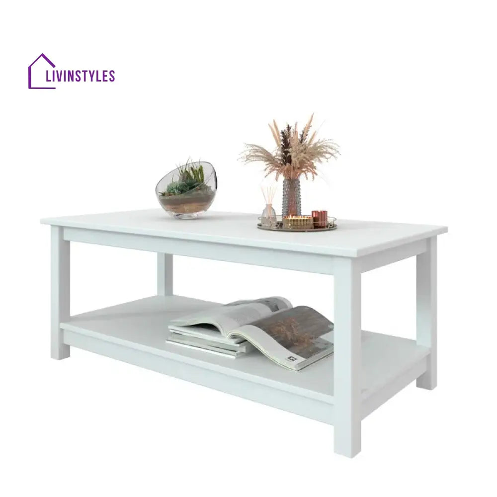 Ananya Solid Wood Coffee Table in White Finish
