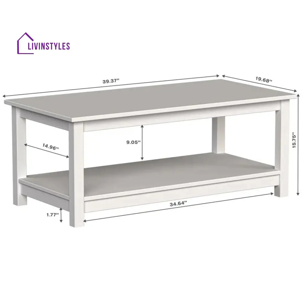 Ananya Solid Wood Coffee Table in White Finish
