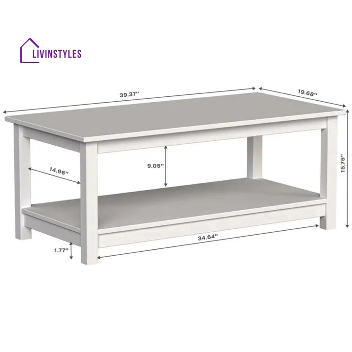 Ananya Solid Wood Coffee Table in White Finish