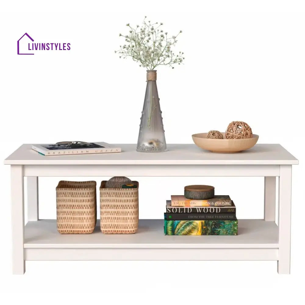 Ananya Solid Wood Coffee Table in White Finish