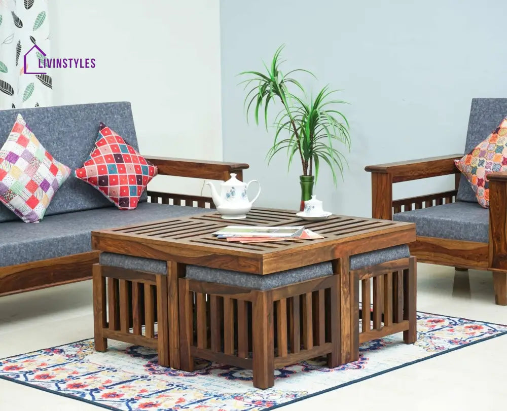 Cuttack Coffee Table with 4 Stools - Coffee Table - Furniselan