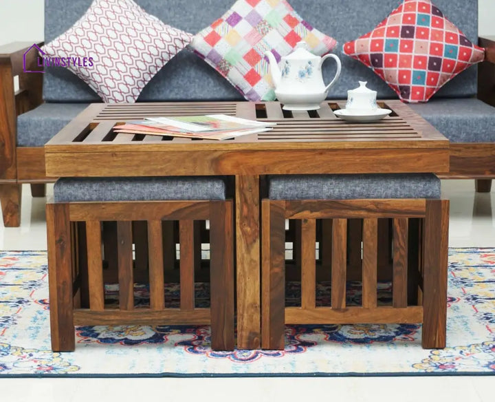 Cuttack Coffee Table with 4 Stools - Coffee Table - Furniselan