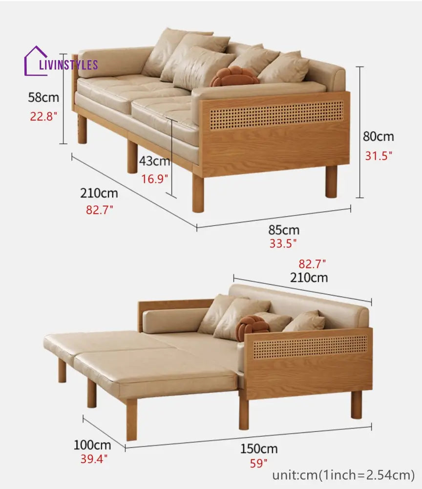 Janpandi Pull Out Multifunction Solid Wood Frame Sofa Bed SOFA BED
