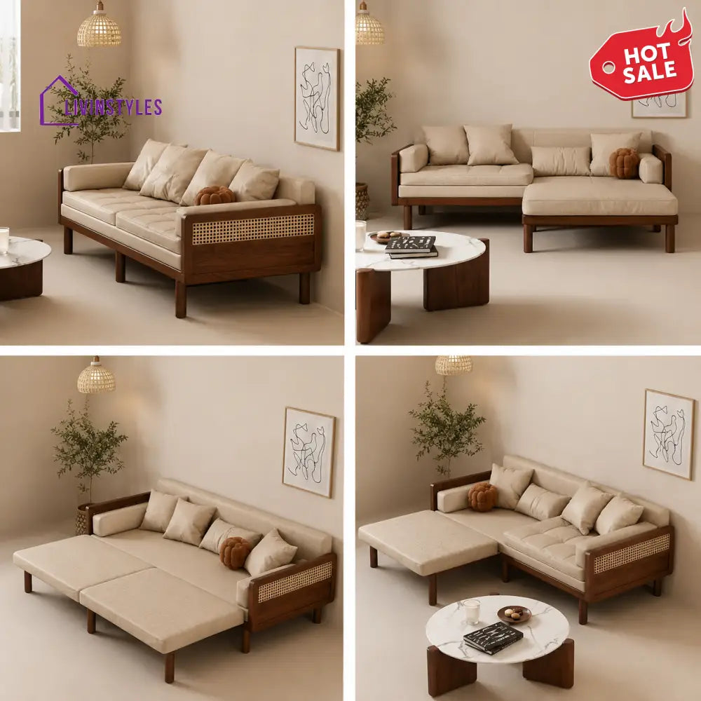 Anastasia Pull Out Multifunction Solid Wood Frame Sofa Bed - SOFA BED