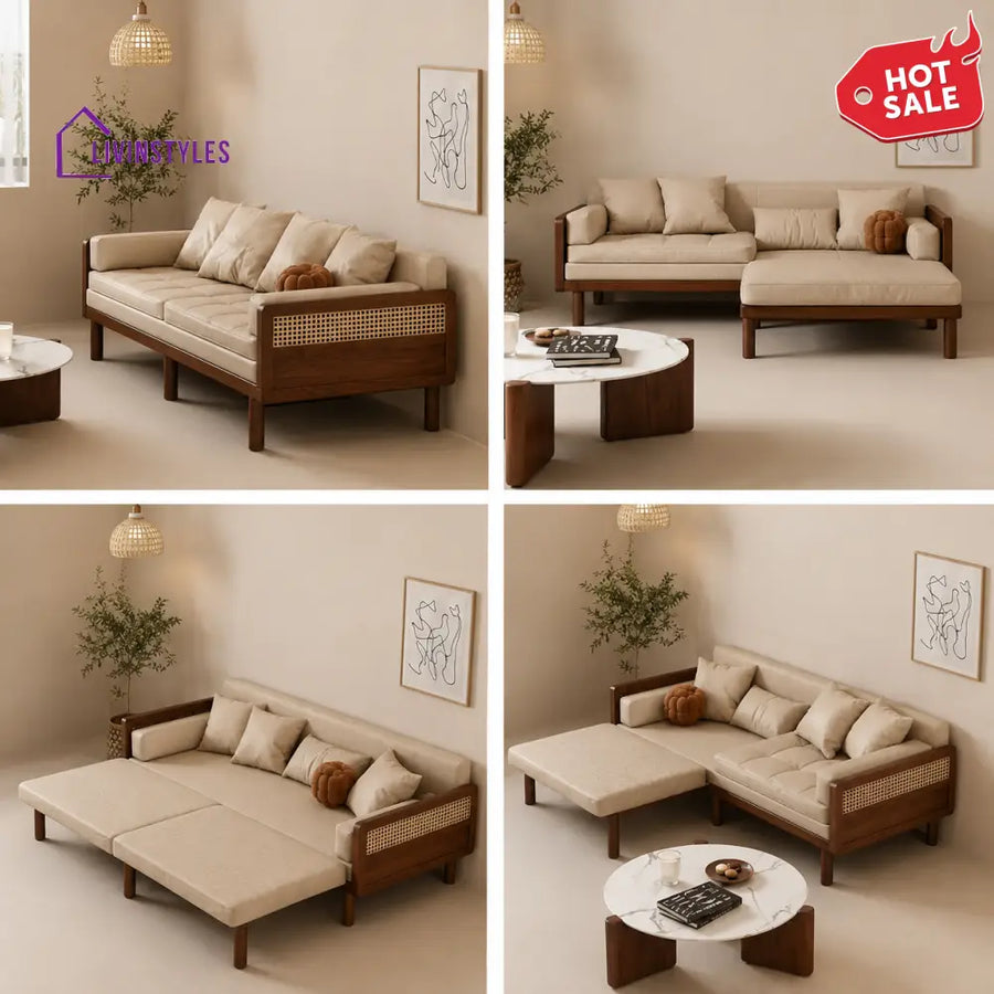 Anastasia Pull Out Multifunction Solid Wood Frame Sofa Bed - SOFA BED