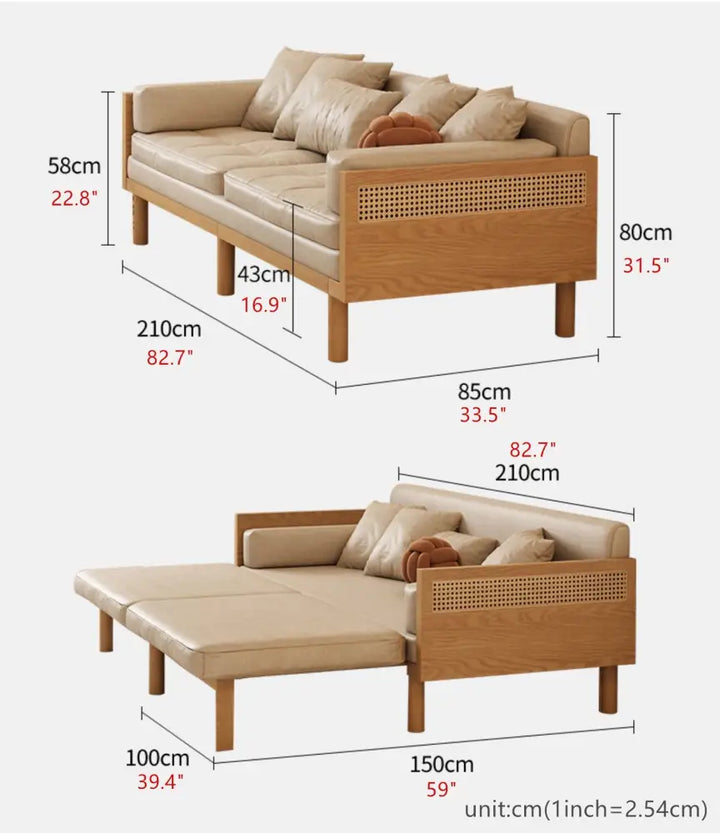 Janpandi Pull Out Multifunction Solid Wood Frame Sofa Bed SOFA BED