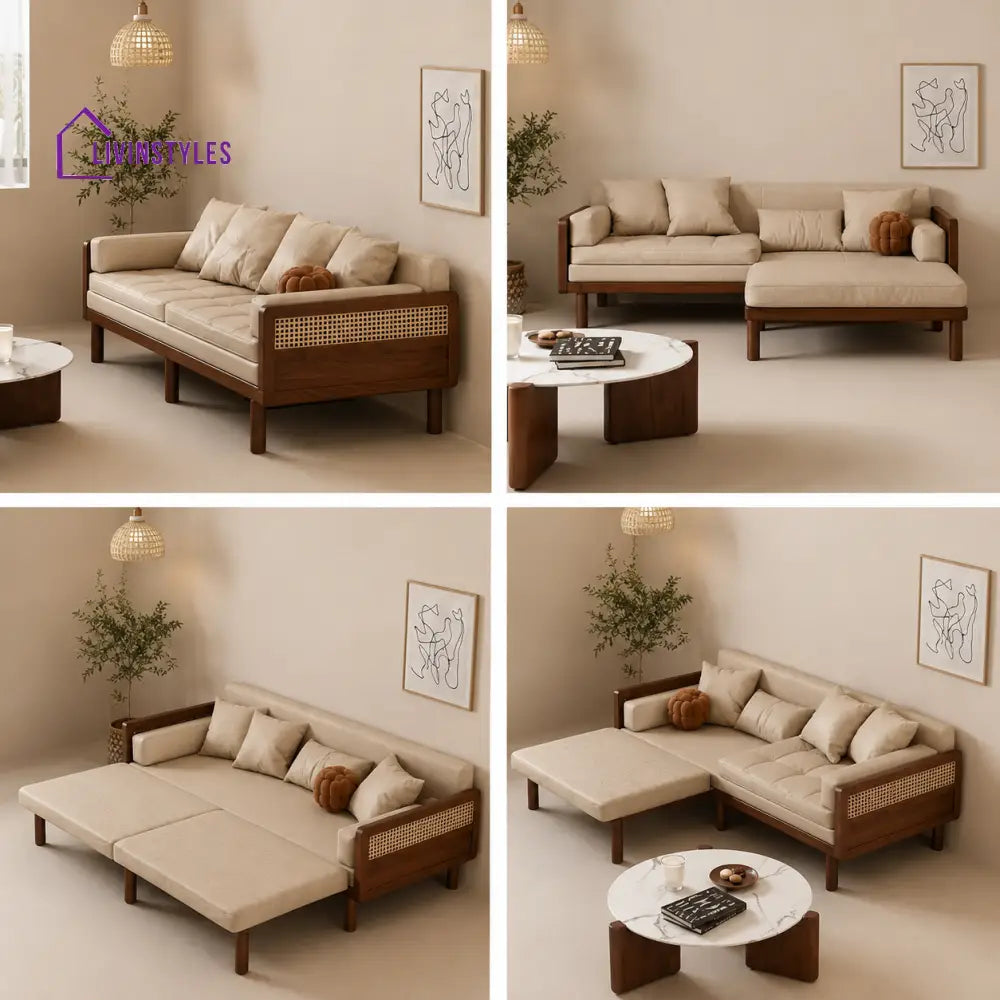 Anastasia Pull Out Multifunction Solid Wood Frame Sofa Bed - SOFA BED