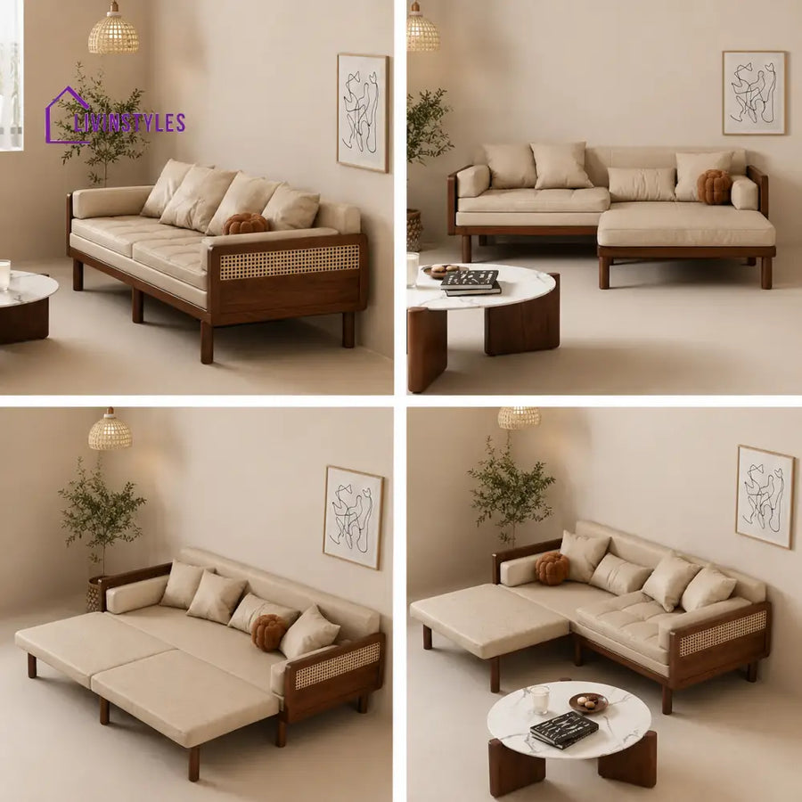 Anastasia Pull Out Multifunction Solid Wood Frame Sofa Bed - SOFA BED