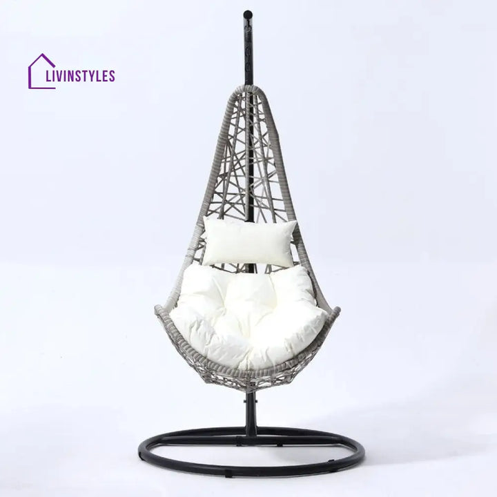 Anastasio Single Seater Hanging Swing With Stand For Balcony Garden Swing (Sea shell) - Swings