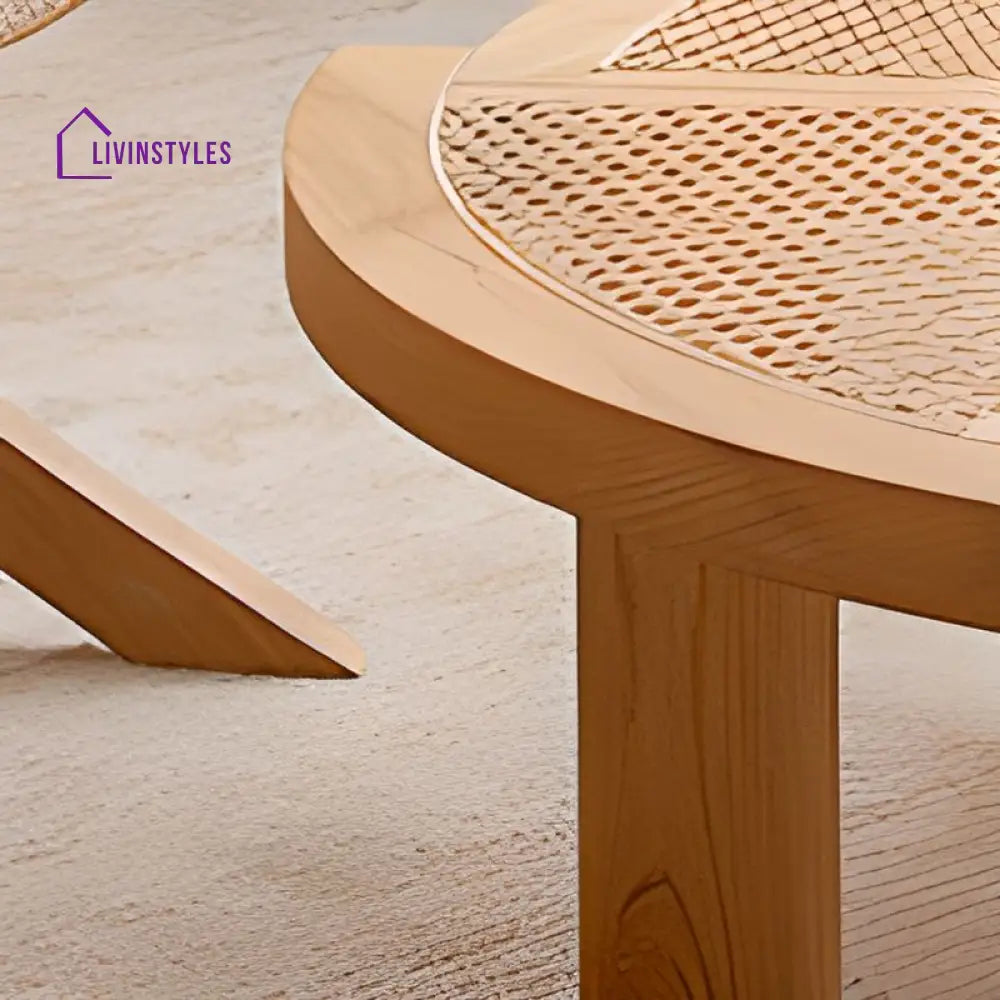 Anay Solid Wood Coffee Table for Living Room | Cane Weaving
