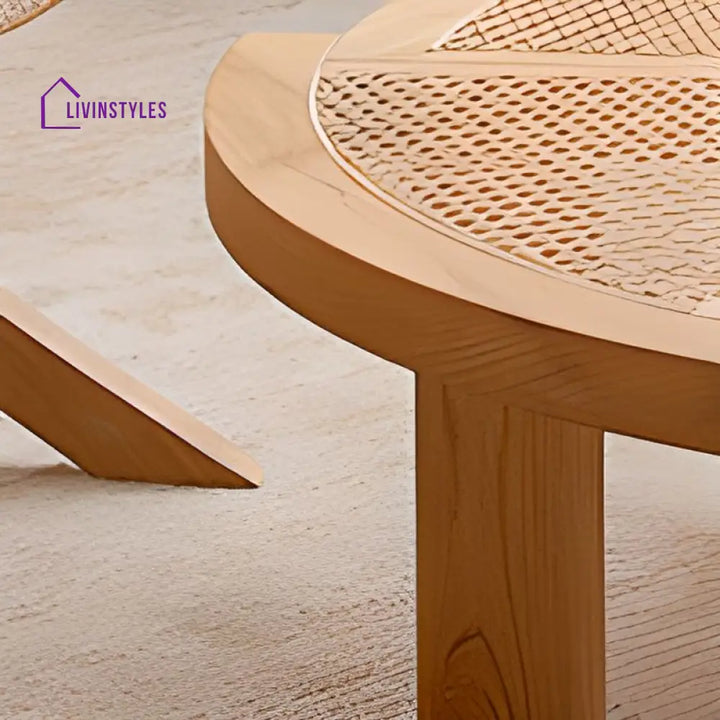 Anay Solid Wood Coffee Table for Living Room | Cane Weaving