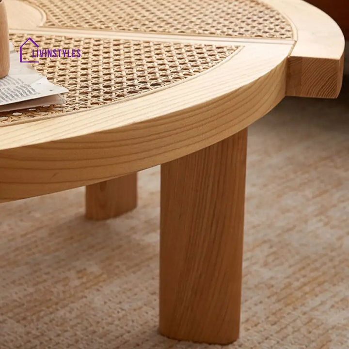 Anay Solid Wood Coffee Table for Living Room | Cane Weaving