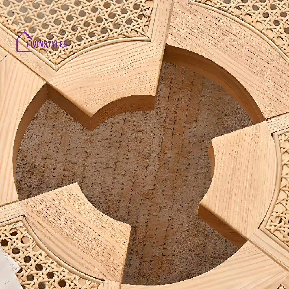Anay Solid Wood Coffee Table for Living Room | Cane Weaving