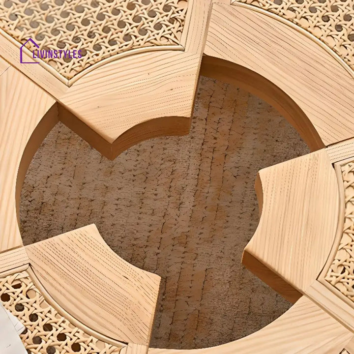 Anay Solid Wood Coffee Table for Living Room | Cane Weaving