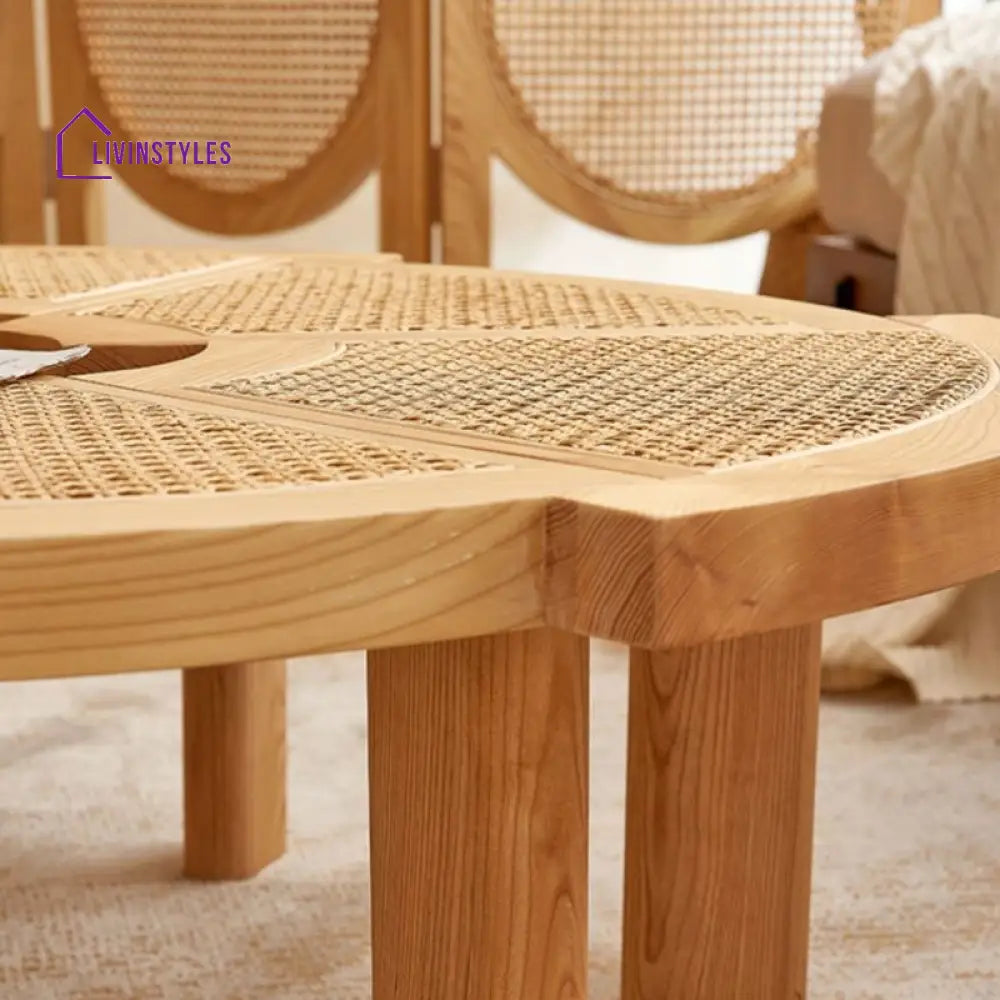 Anay Solid Wood Coffee Table for Living Room | Cane Weaving