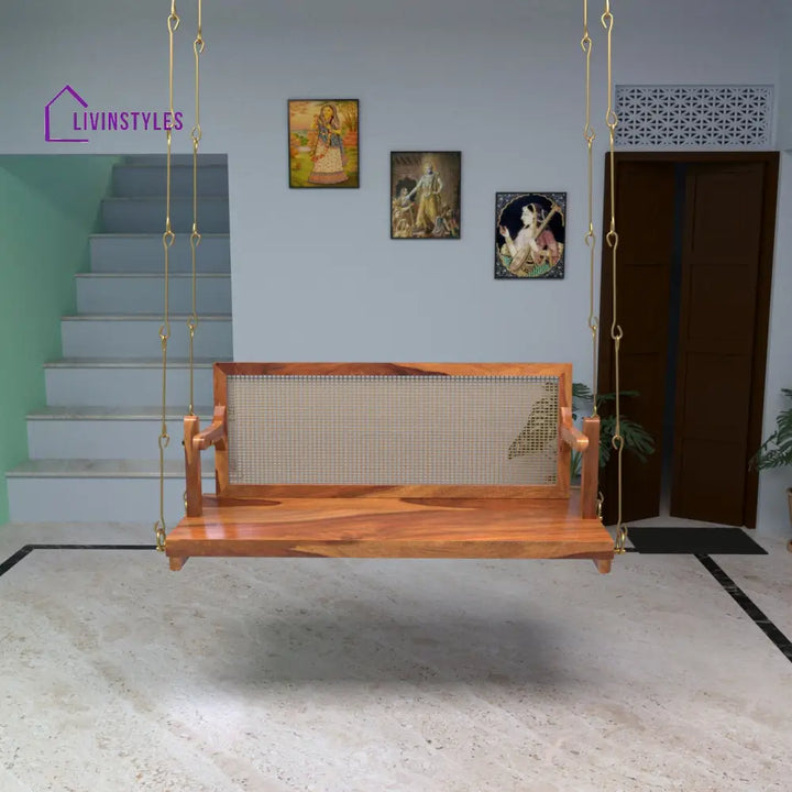 Anaya Adorable Thin Cane Reversible Handmade Wooden Swing for Home Swing