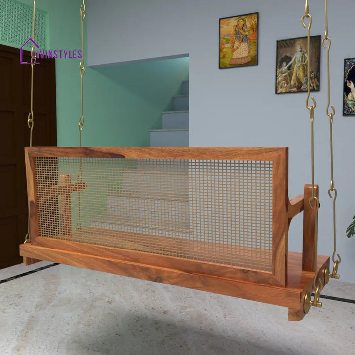Anaya Adorable Thin Cane Reversible Handmade Wooden Swing for Home Swing