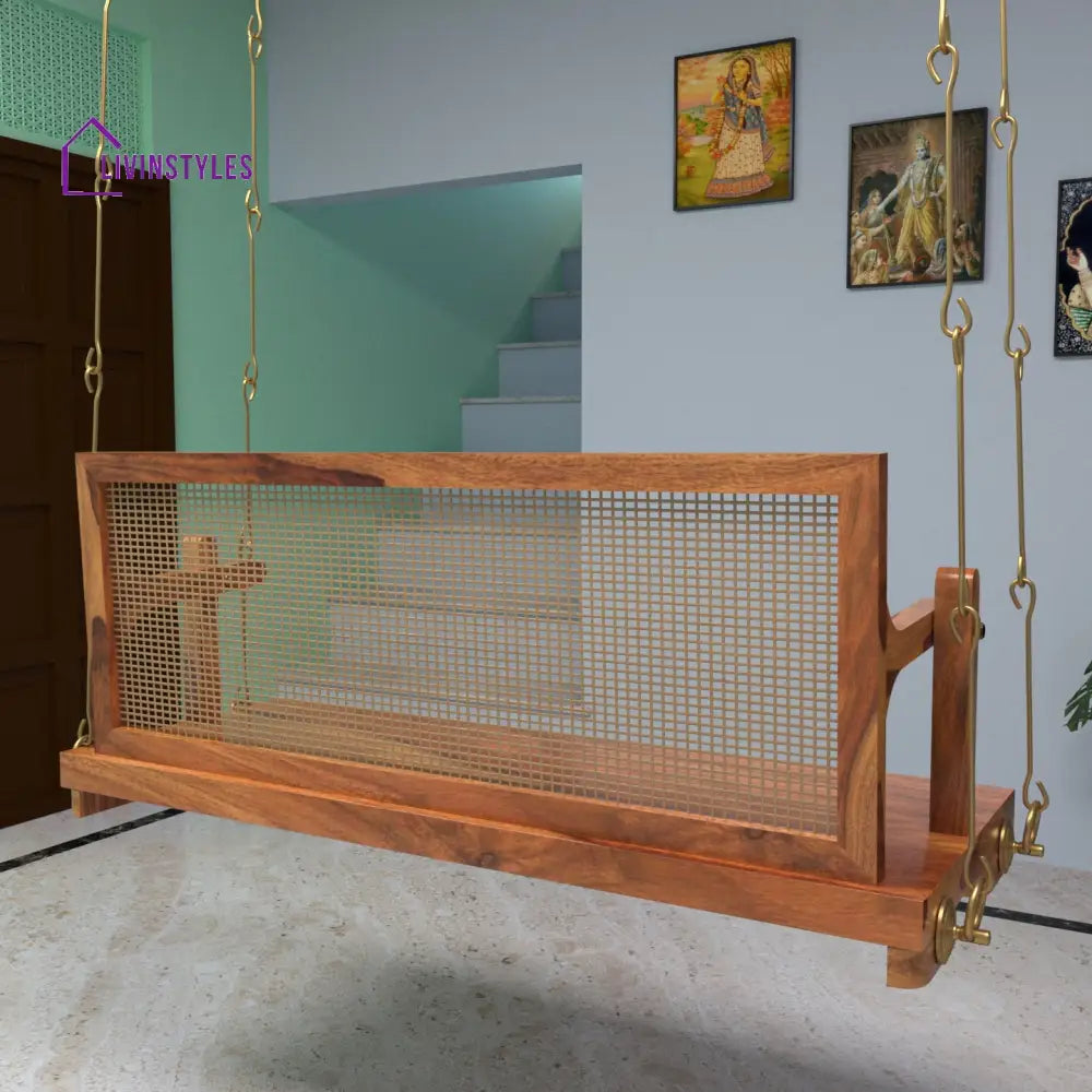 Anaya Adorable Thin Cane Reversible Handmade Wooden Swing for Home Swing