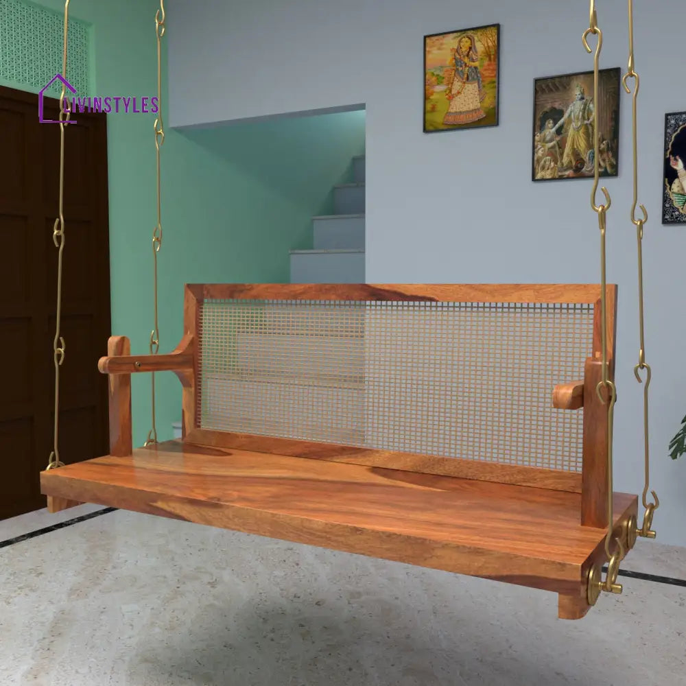 Anaya Adorable Thin Cane Reversible Handmade Wooden Swing for Home Swing