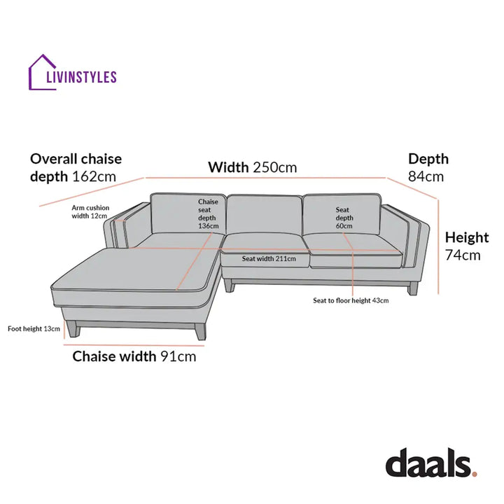 Dipley Oatmeal Woven Fabric Sofa Grande Chaise Sofa Left Hand Facing Sofas