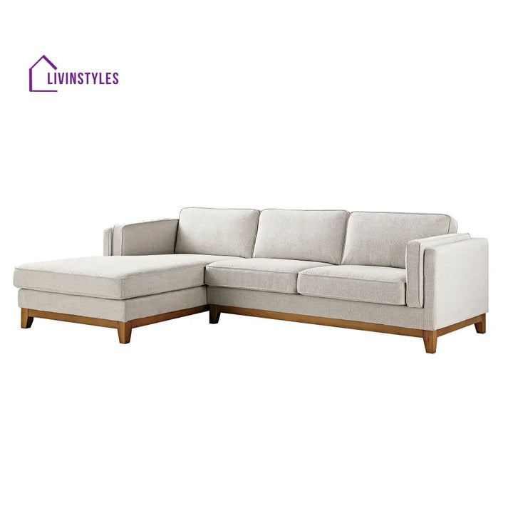 Dipley Oatmeal Woven Fabric Sofa Grande Chaise Sofa Left Hand Facing Sofas